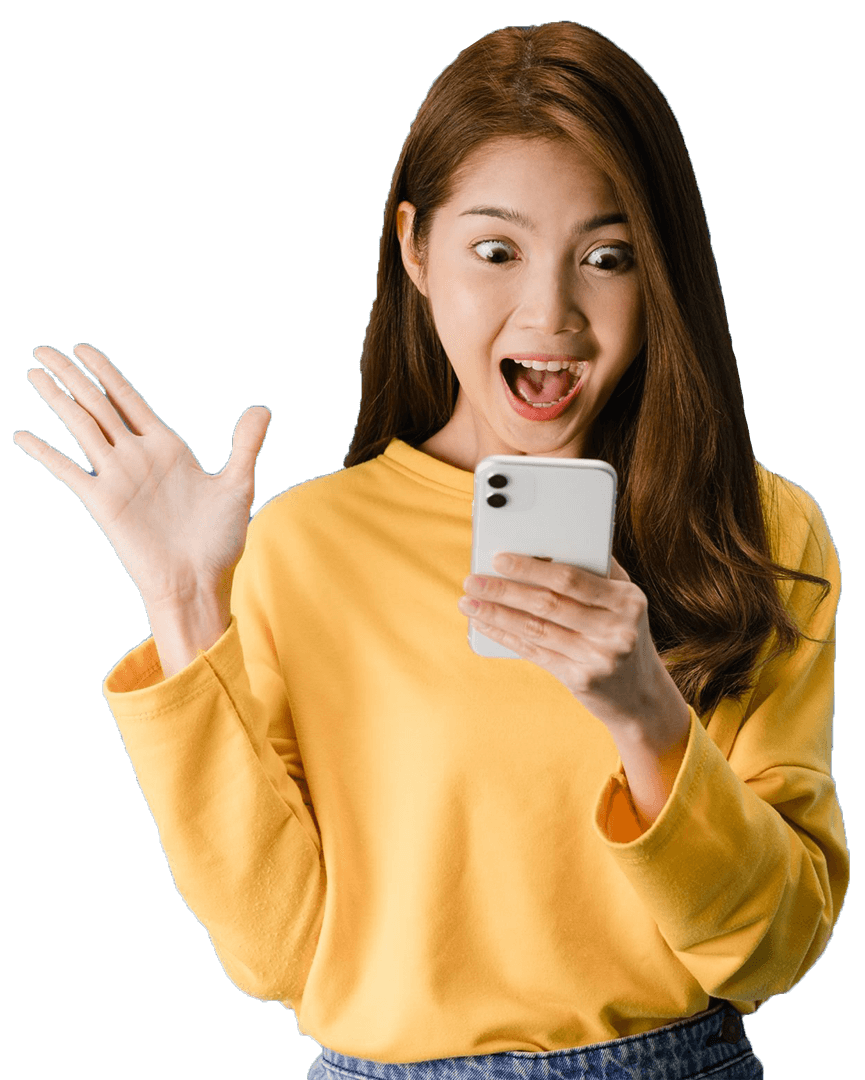 Girl Looks At Mobile Phone Surprisingly