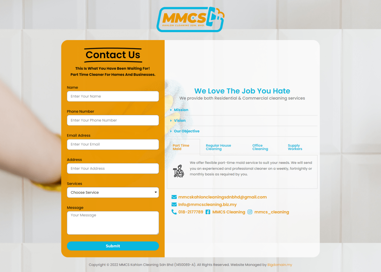 Screencapture Mmcscleaning Alc Bigdomain.my Malaysia Domain &Amp; Hosting